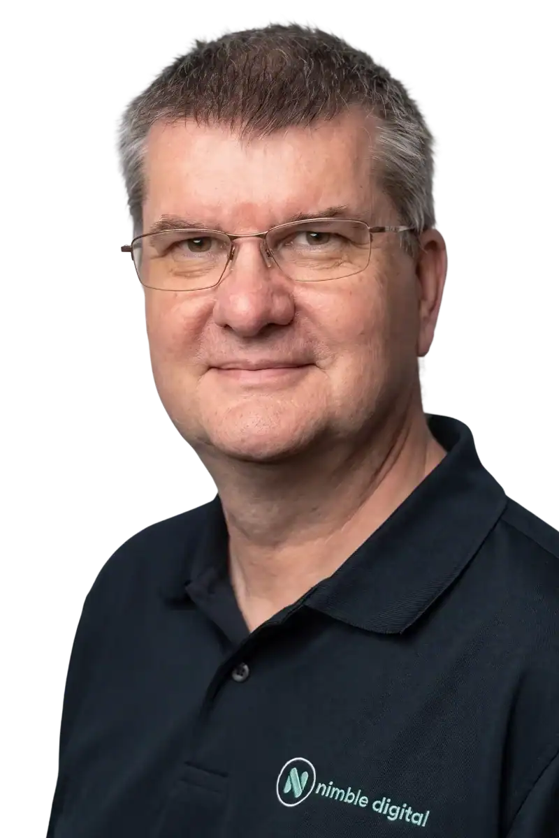 Gordon Sheppard in his Nimble Digital polo shirt