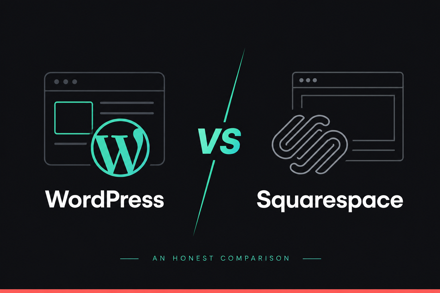 WordPress vs Squarespace comparison graphic